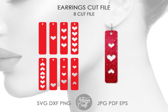 Bar Earrings, Valentines Earrings – A Laser Cutting Design for Handmade Gems