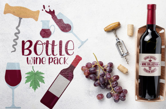 Bottle Wine Pack: Graphics for Crafts