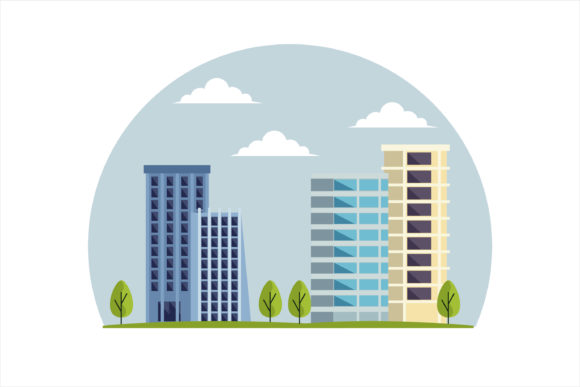 Building Modern Town Illustration: A Versatile Graphic Design Freebie for Content Creators