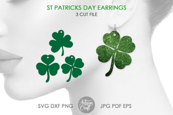 Clover Earrings Laser Cutting Design for St. Patrick’s Day Crafts