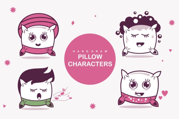 Cute Pillow Characters: A Playful Graphic Design Asset for Bloggers and Publishers