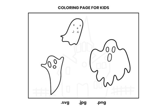 Halloween Ghosts Coloring Page Graphics for Seasonal Crafting Projects