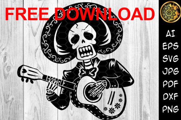 Halloween Skeleton Playing Guitar: A Graphic Design Asset with Seasonal Flair