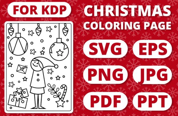 KDP Christmas Coloring Page for Kids 32: A Festive Graphic Design Asset