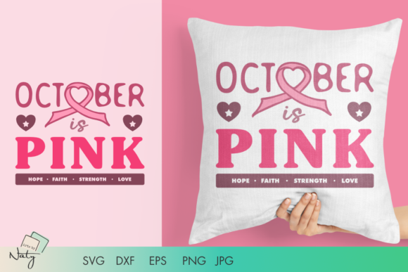 October is Pink. Breast Cancer Awareness Graphics for Freebies and Commercial Use