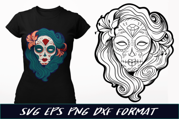 Pin-Up Sugar Skull: A Versatile Graphic Design Asset for Crafts and Branding